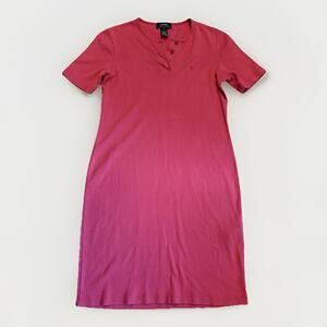 Polo Ralph Lauren LRL Shirt Dress Womens Medium Pink Midi Long Henley
